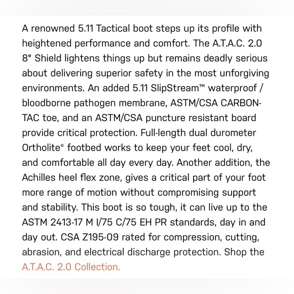 5.11 Tactical ATAC 2.0 8” Shield Black Boots